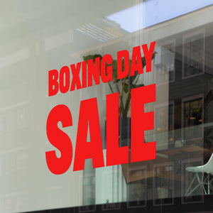 Computer cut self adhesive vinyl lettering "Boxing Day Sale" Window Decal