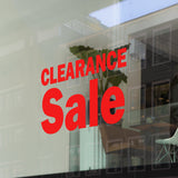 Computer cut self adhesive vinyl lettering "Clearance Sale" Window Decal