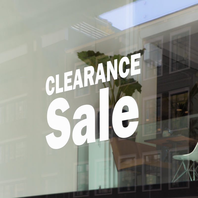 Computer cut self adhesive vinyl lettering "Clearance Sale" Window Decal