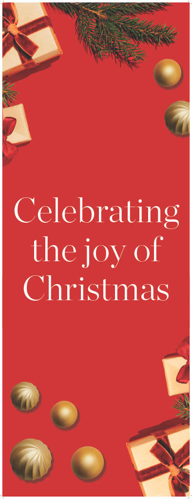 Christmas Red & Gold 'Celebrating the Joy of Christmas' Ceiling Banner