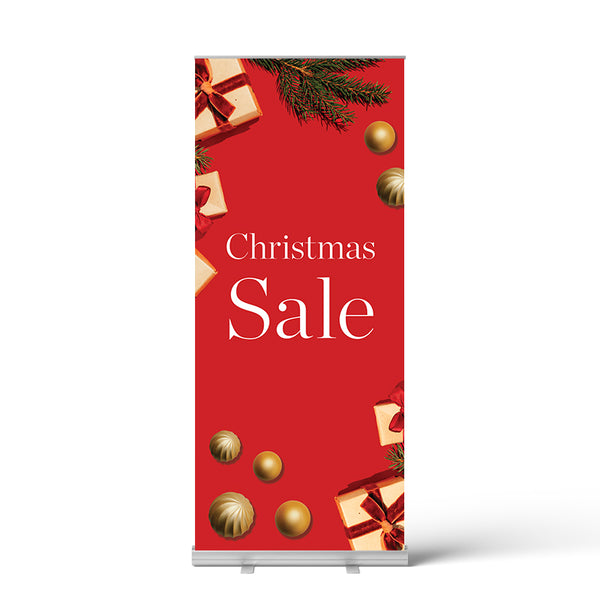 Christmas Red and Gold Pull Up Banner