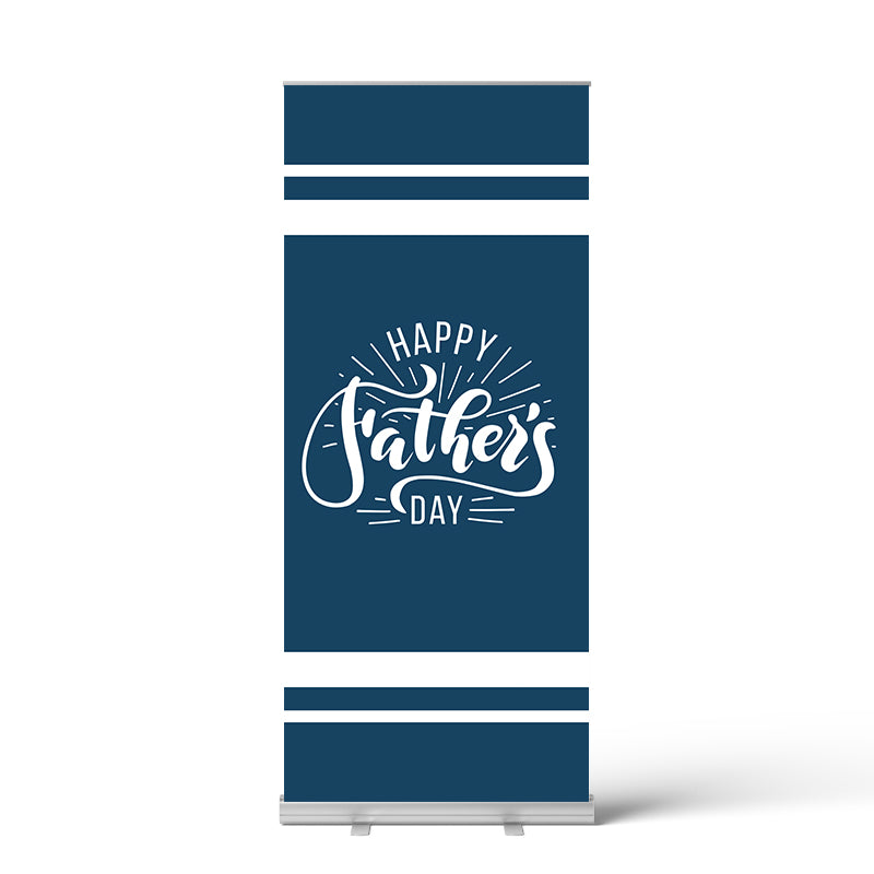 Father's Day Navy and White Stripes Pull Up Banner