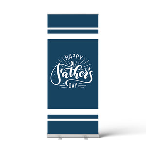 Father's Day Navy and White Stripes Pull Up Banner