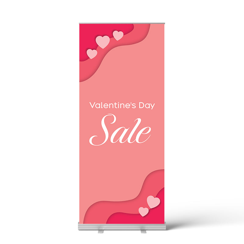 Valentine’s Day Paper Hearts Pull Up Banner