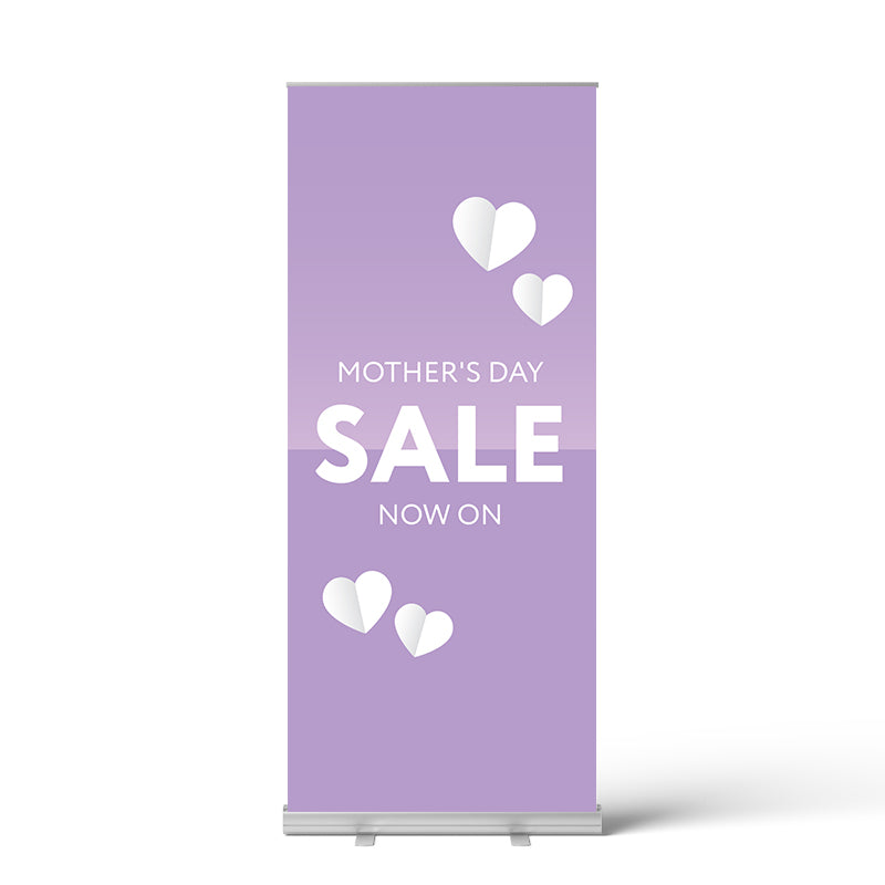 Mother's Day White Hearts Pull Up Banner