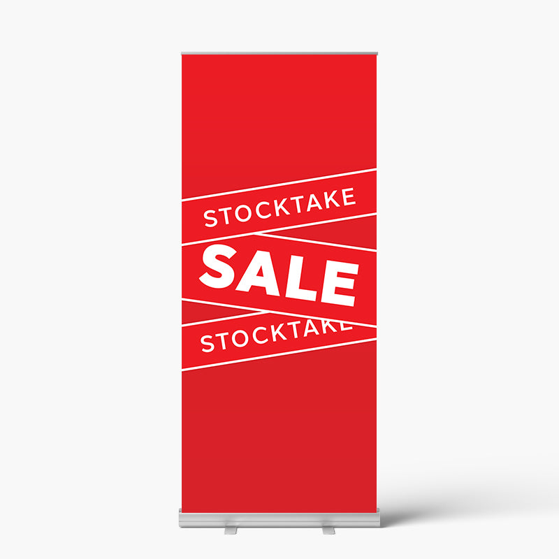 Stocktake Red Banners Pull Up Banner