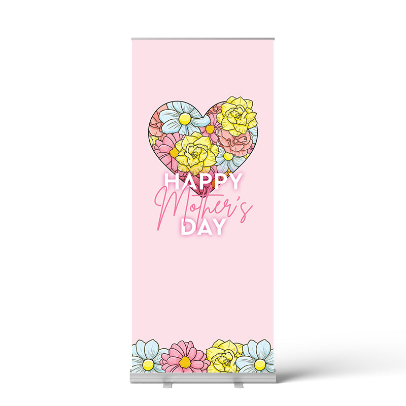Mother's Day Bloomed Heart Pull Up Banner