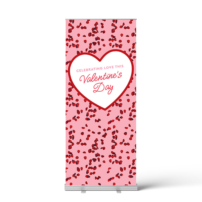 Valentine's Day Rose Petals Pull Up Banner