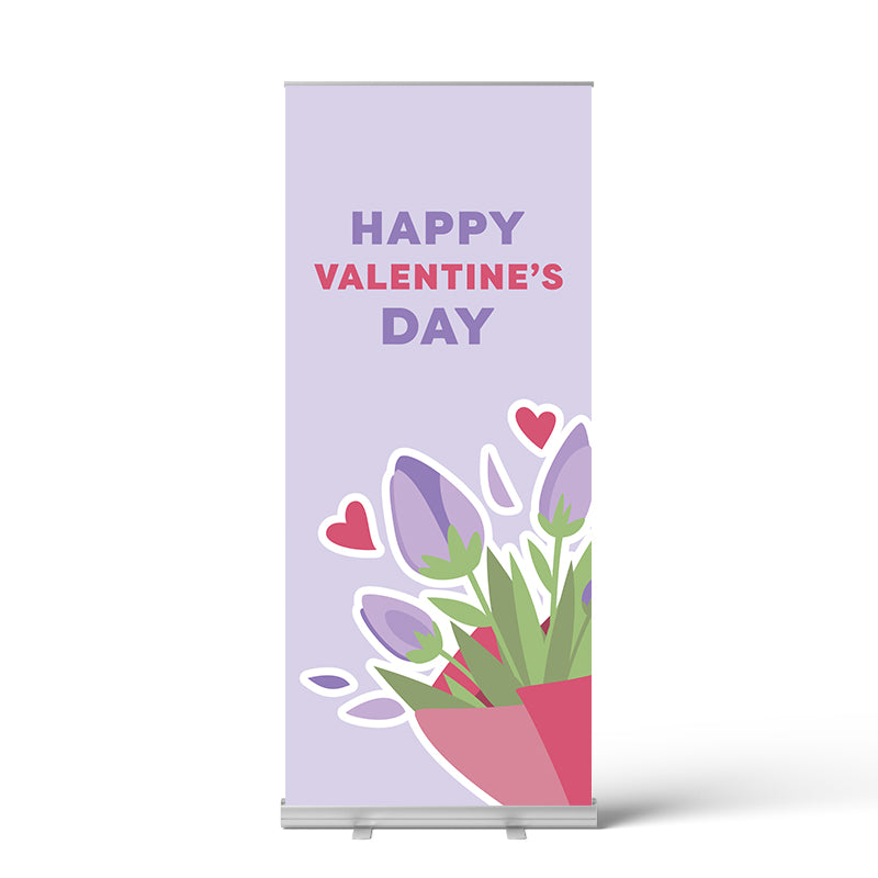 Valentine's Day Tulip Bouquet Pull Up Banner